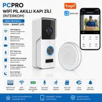 PCPRO WİFİ PİL AKILLI KAPI ZİLİ (İNTERKOM) 128G DESTEKLİ TUYA-SMART-LİFE - 1